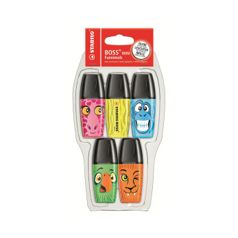 Набор текстовыделителей Stabilo Boss Mini Funnimals, 5 шт.