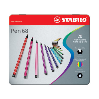 Набор фломастеров Stabilo Pen 68, 20 цветов, металлический футляр