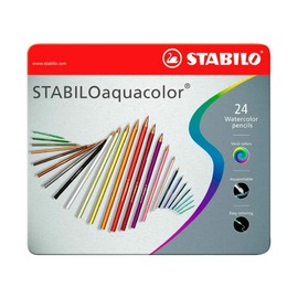 Набор акварельных карандашей Stabilo Aquacolor, 24 цветов, металлический футляр