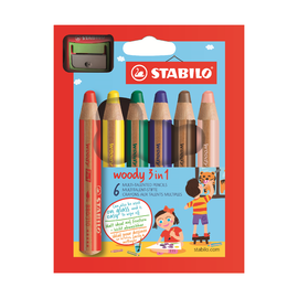 Набор карандашей Stabilo Woody с точилкой, 6 шт.
