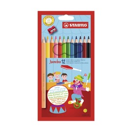 Набор утолщенных цветных карандашей Stabilo Jumbo, 12 цветов и точилка